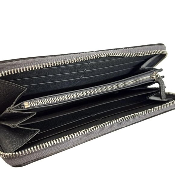 Auth GUCCI Off Dear Zip Around Wallet Gray Black PVC Leather - Picture 3 of 5